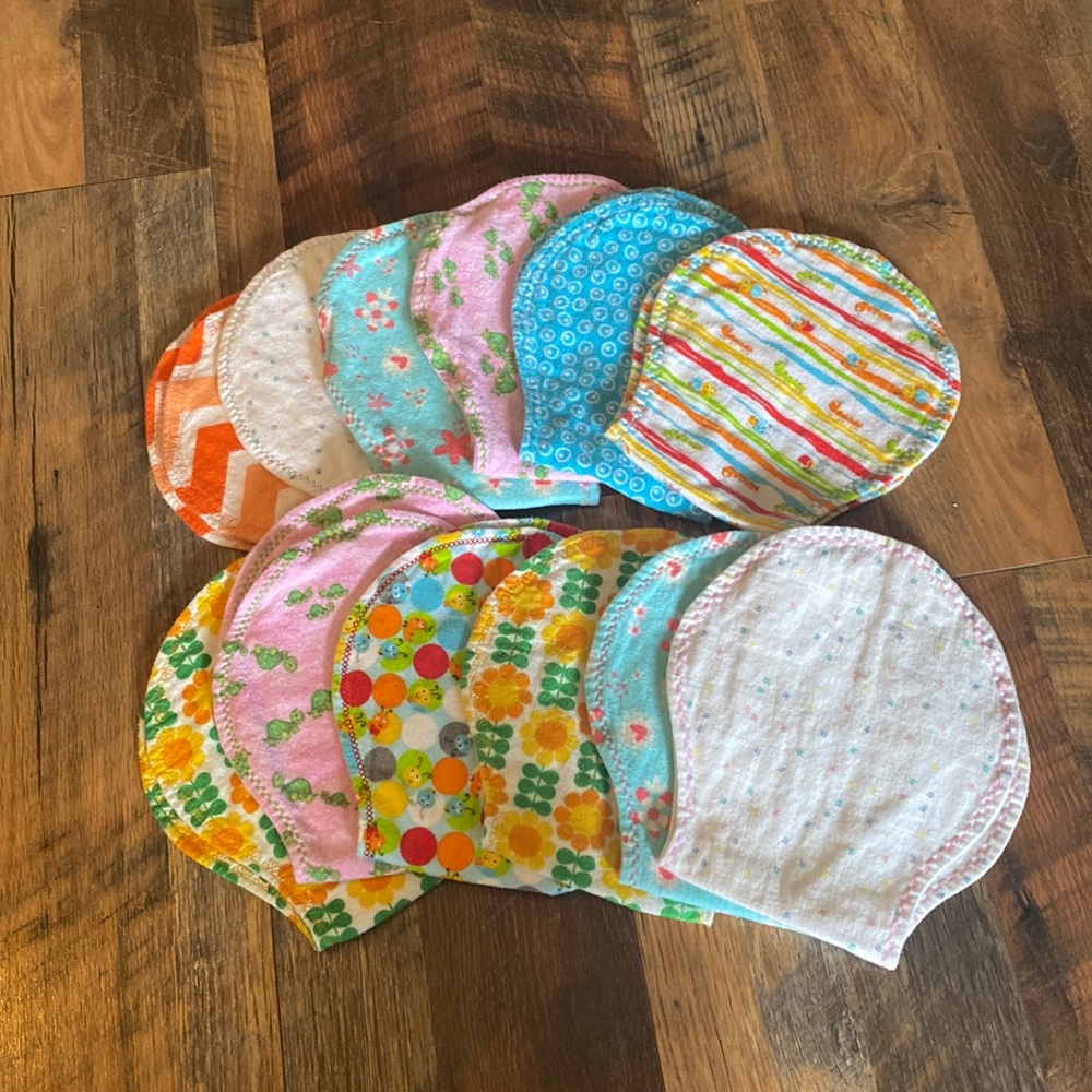 Homemade burp cloths multiple different prints and stitching
